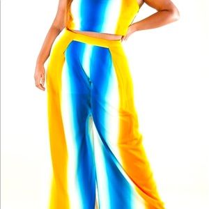 Yellow and Blue 2 Pc Pants set